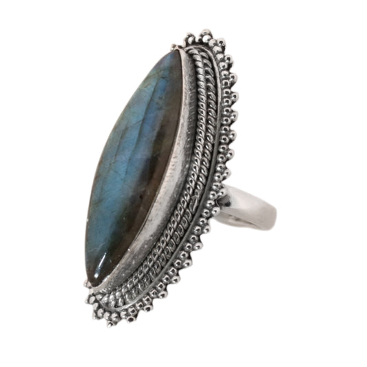 Sterling Silver Big Bohemian Labradorite Ring - 18 mm