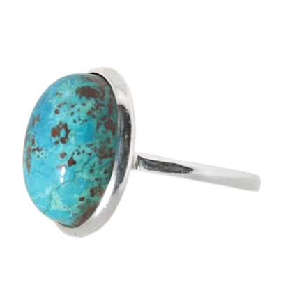 Sterling Silver Oval Chrysocolla Ring - 17 mm