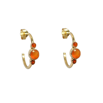 14k Gold Vermeil Triple Round Carnelian Earrings