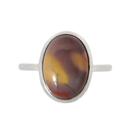 Sterling Silver Oval Mookaite Ring - 17 mm