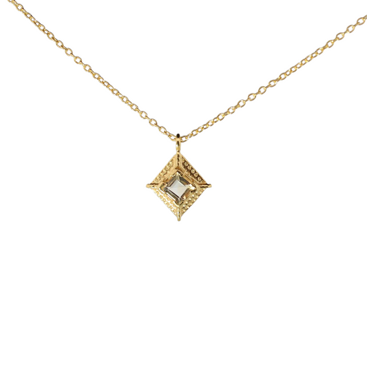 14k Gold Vermeil Charm Necklace Citrine