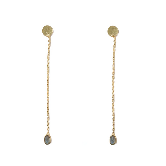 14k Gold Vermeil Elegant Chain Studs Labradorite