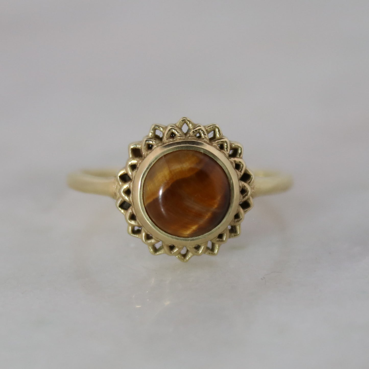 14K Gold Vermeil Golden Hour Ring Tiger Eyer