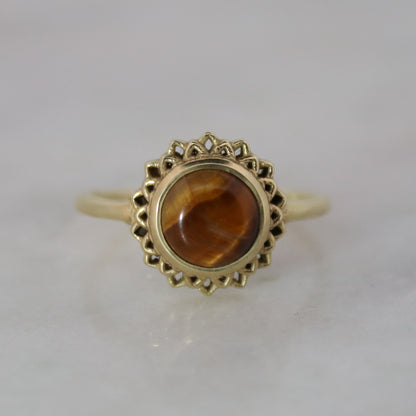 14K Gold Vermeil Golden Hour Ring Tiger Eyer