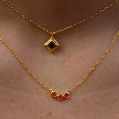 14k Gold Vermeil Charm Necklace Garnet