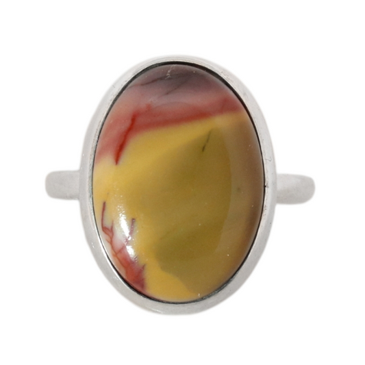 Sterling Silver Big Oval Mookaite Ring - 19 mm