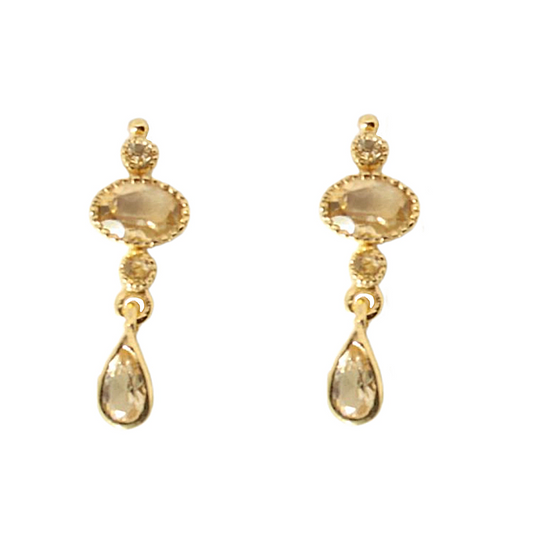14k Gold Vermeil Festive Citrine Studs