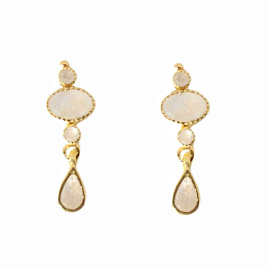 14k Gold Vermeil Festive Moonstone Studs