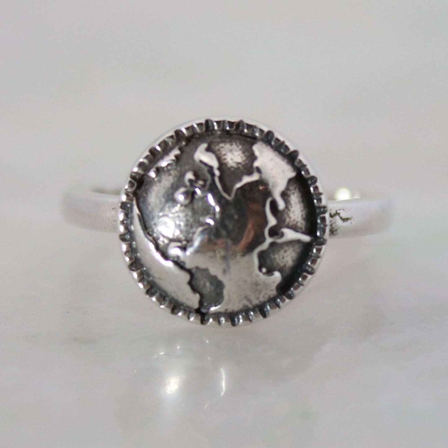 Sterling Silver Globe Ring
