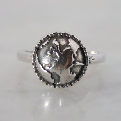 Sterling Silver Globe Ring