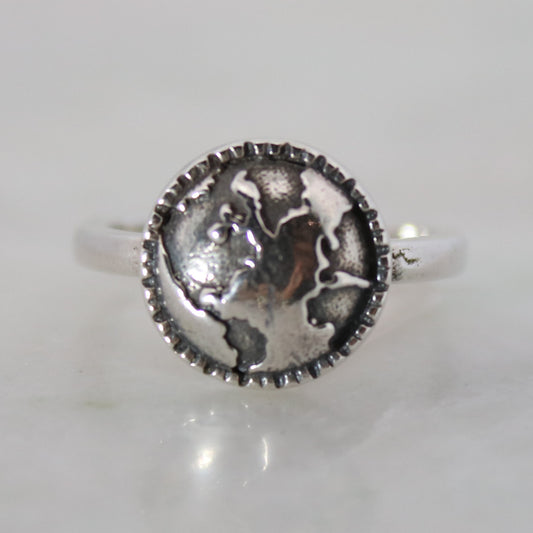 Sterling Silver Globe Ring