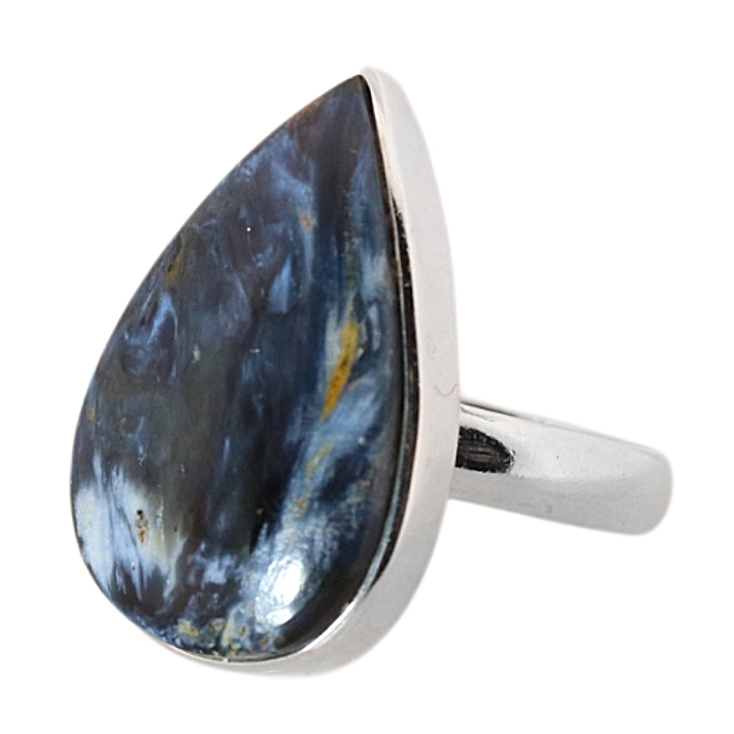 Sterling Silver Teardrop Pietersite Ring - 17 mm