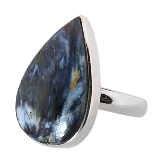 Sterling Silver Teardrop Pietersite Ring - 17 mm