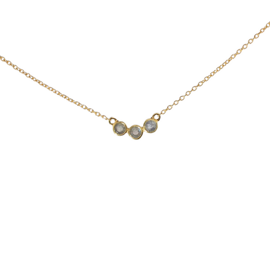 14k Gold Vermeil Triple Stones Labradorite Necklace