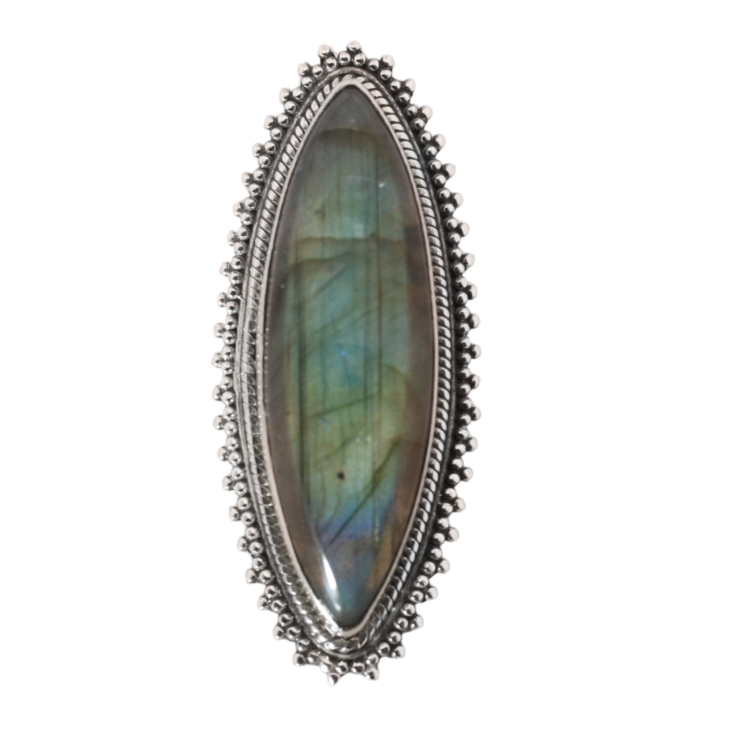 Sterling Silver Big Bohemian Labradorite Ring - 17 mm