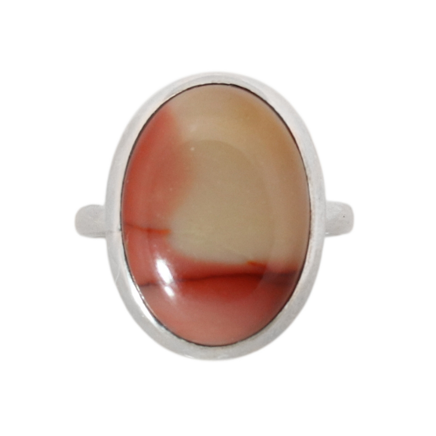 Sterling Silver Big Oval Mookaite Ring - 18 mm