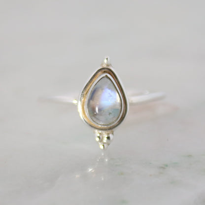 Sterling Silver Tiny Queen Ring - Moonstone