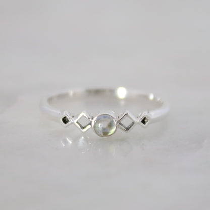 Sterling Silver Harmonica Moonstone Ring