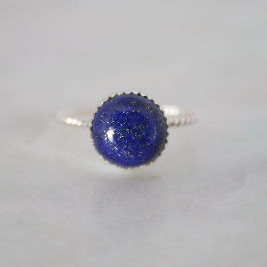 Sterling Silver Round Lapis Luzuli Ring 18 mm - Limited Edition