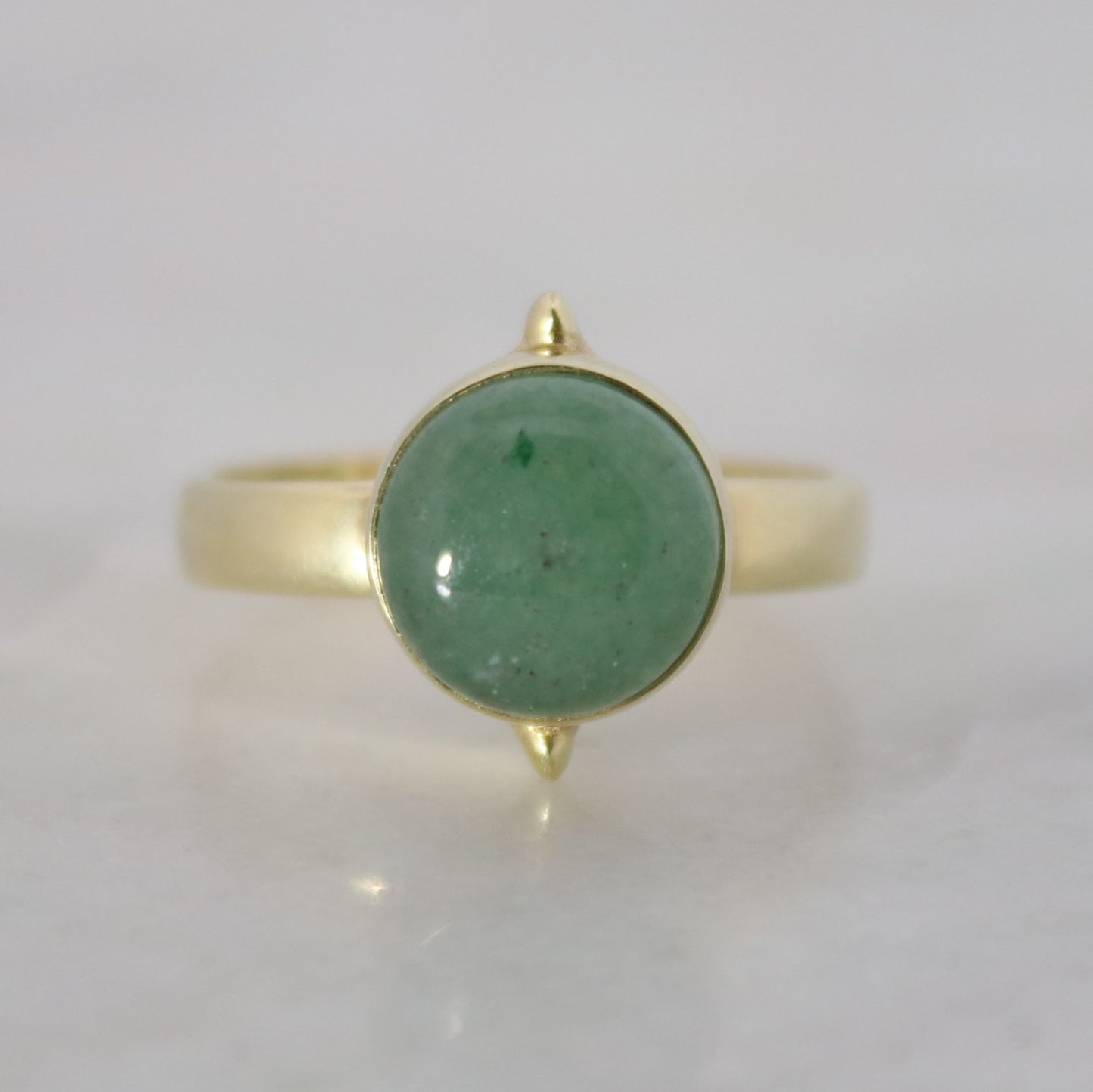 14K Gold Vermeil Clock Ring - Aventurine