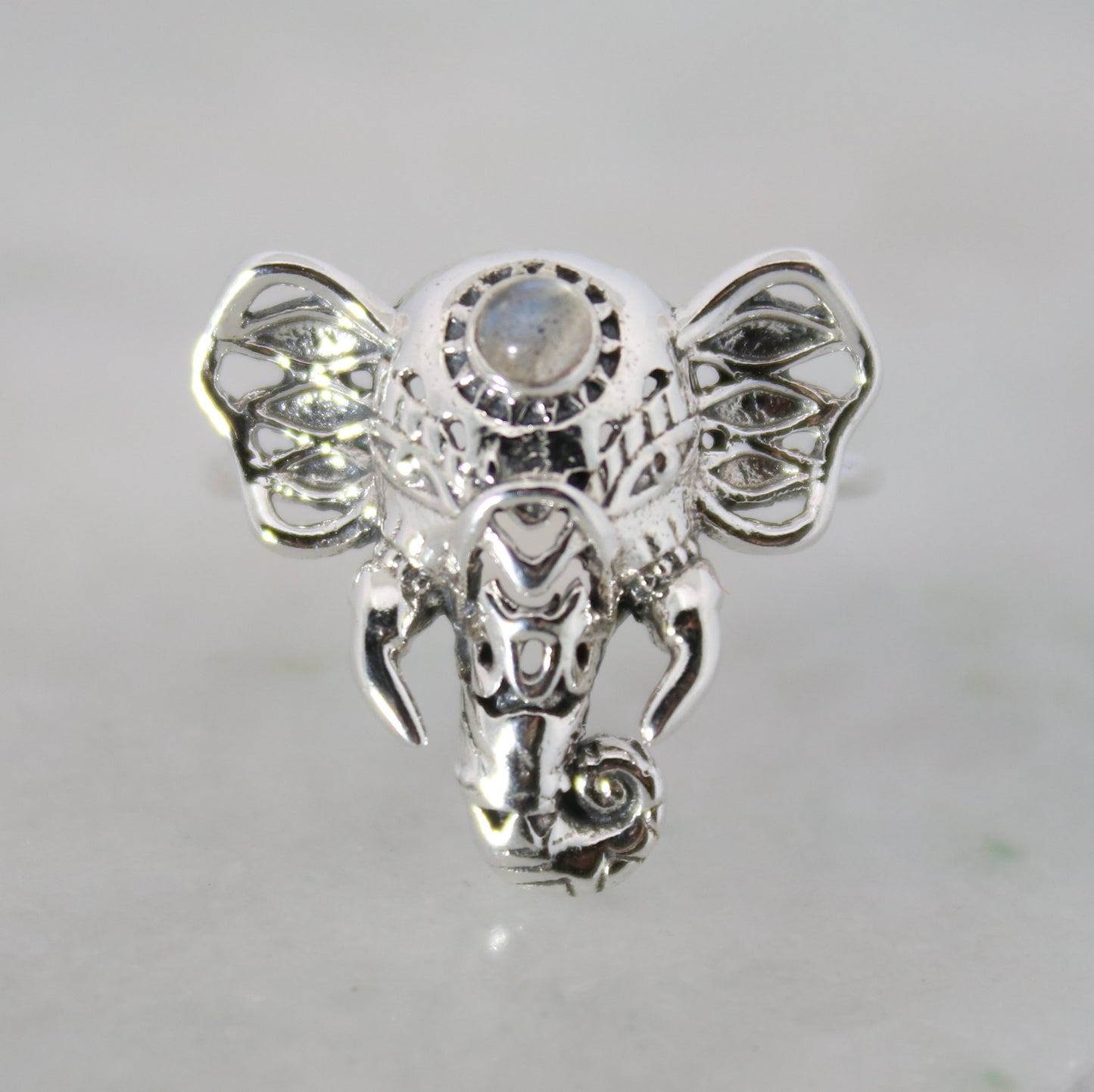 Sterling Silver Elephant Festival Ring Labradorite