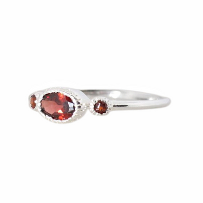 Sterling Silver Oval Red Glow Ring
