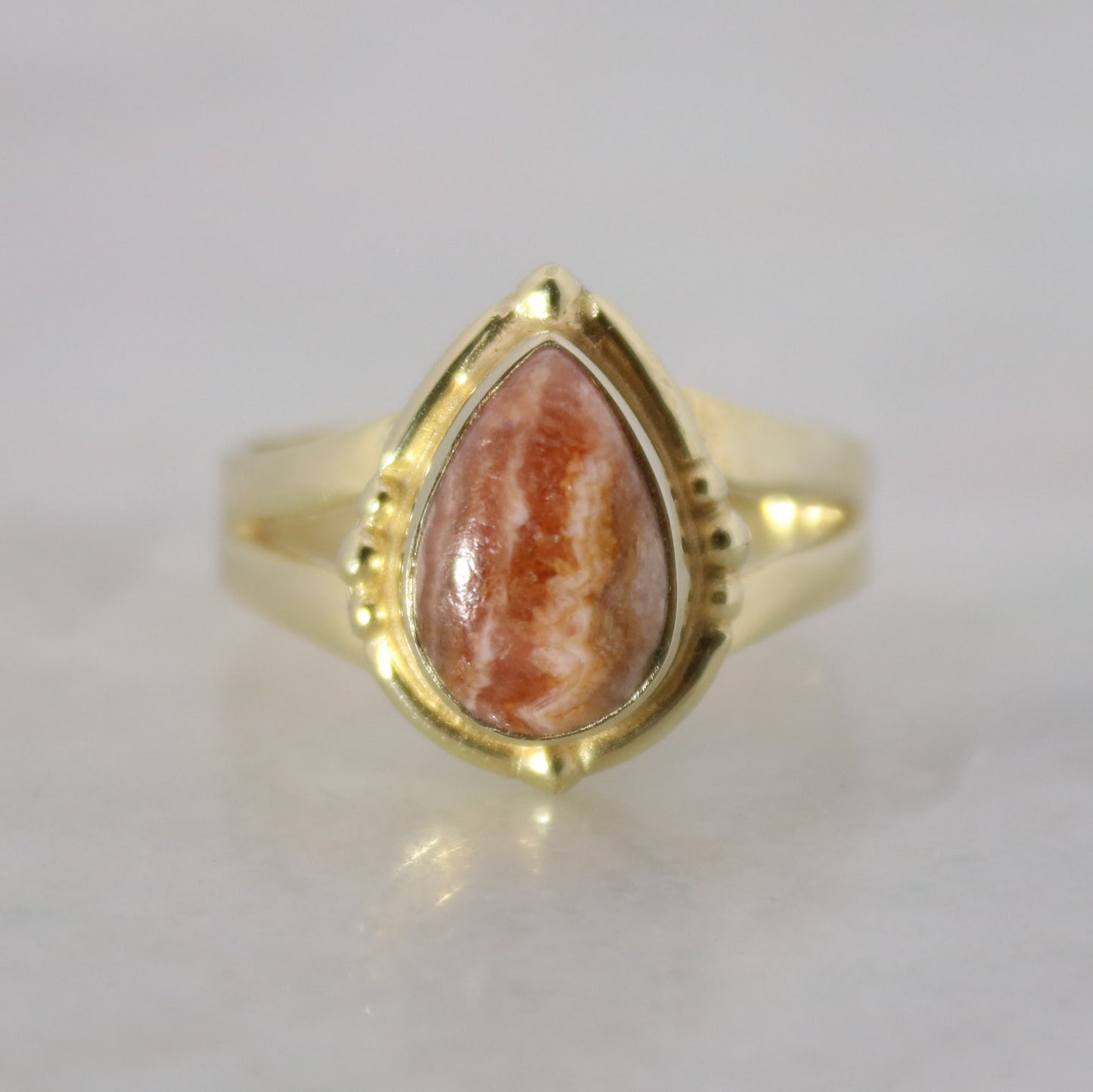 14K Gold Vermeil Bohemian Sugar Ring - Rhodochrosite