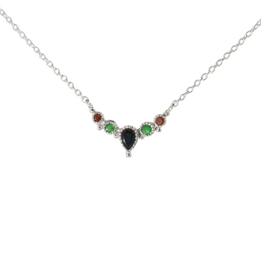 Sterling Silver Multiple Stones Goddess Necklace Dark