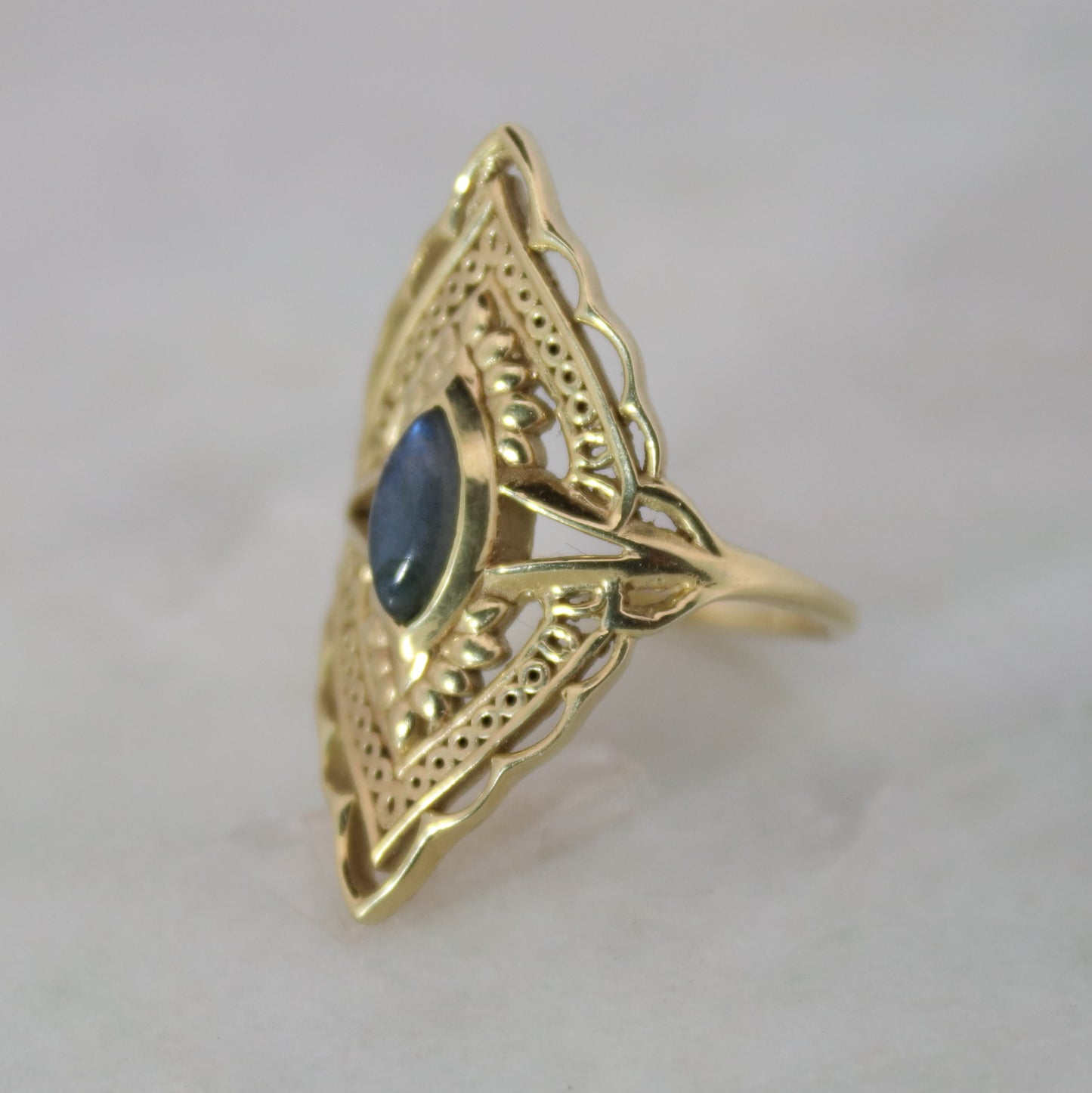 14K Gold Vermeil Radiant Blossom Ring Labradorite
