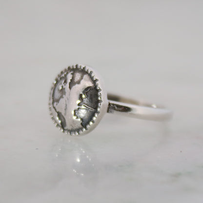 Sterling Silver Globe Ring