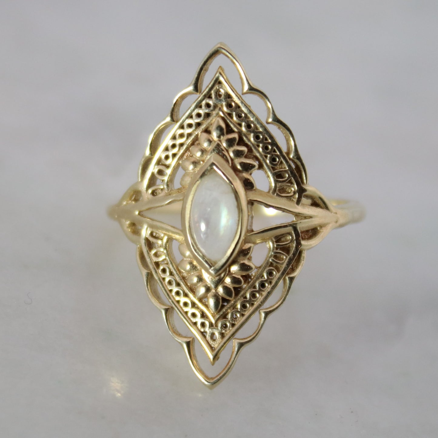14K Gold Vermeil Radiant Blossom Ring Moonstone
