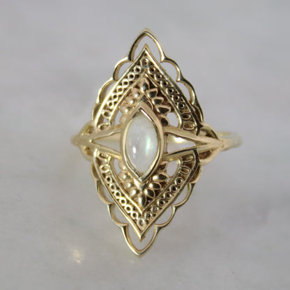 14K Gold Vermeil Radiant Blossom Ring Moonstone