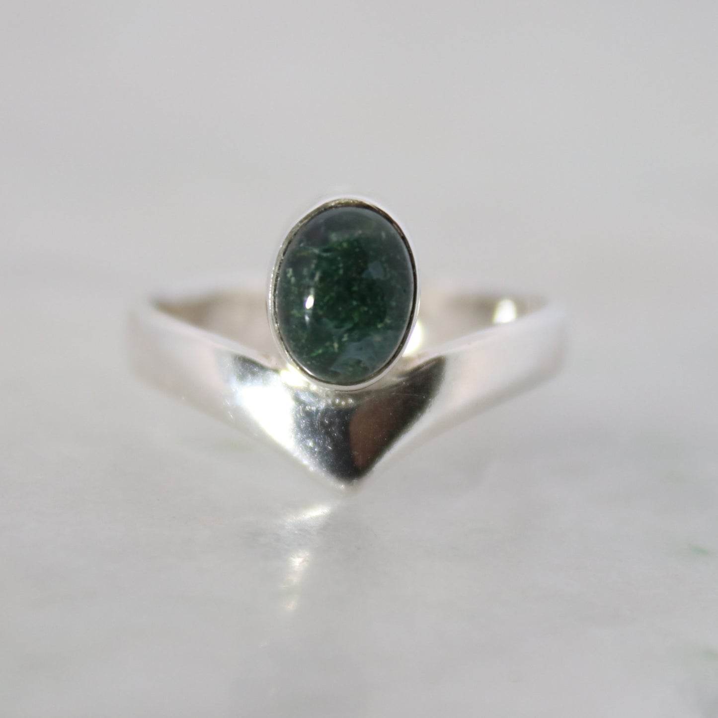 Sterling Silver Forest Fruit Ring - Moss Agate