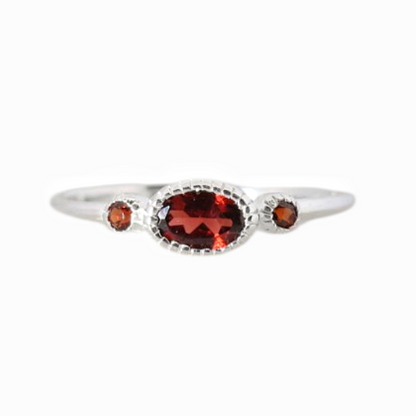 Sterling Silver Oval Red Glow Ring