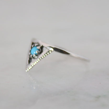 Sterling Silver Beaded Triangle Ring Turquoise