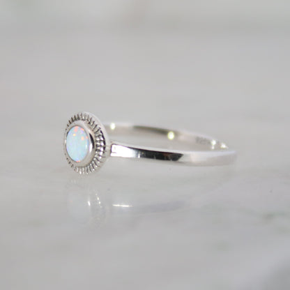Sterling Silver Charm Ring Opal