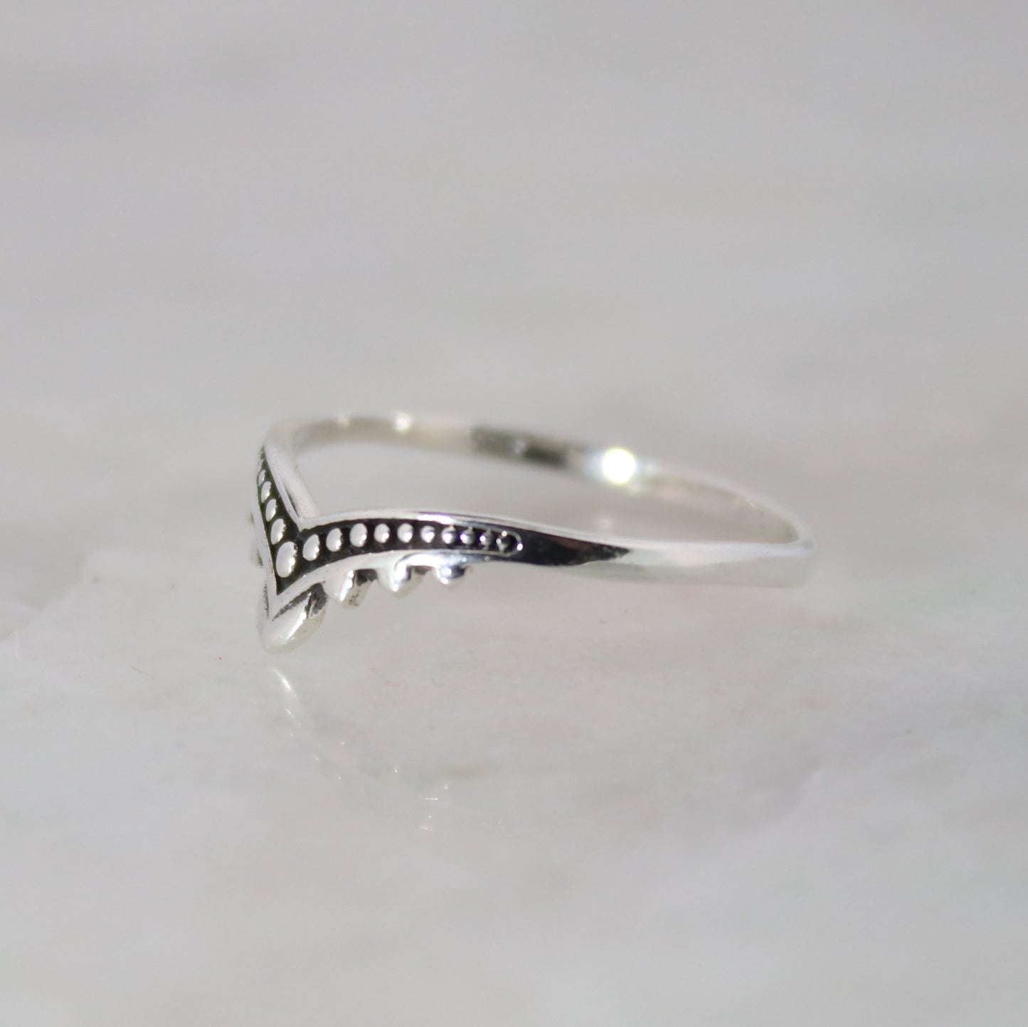 Sterling Silver Beaded Arch Ring