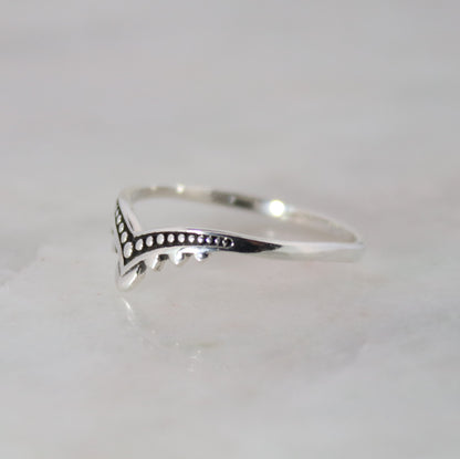 Sterling Silver Beaded Arch Ring