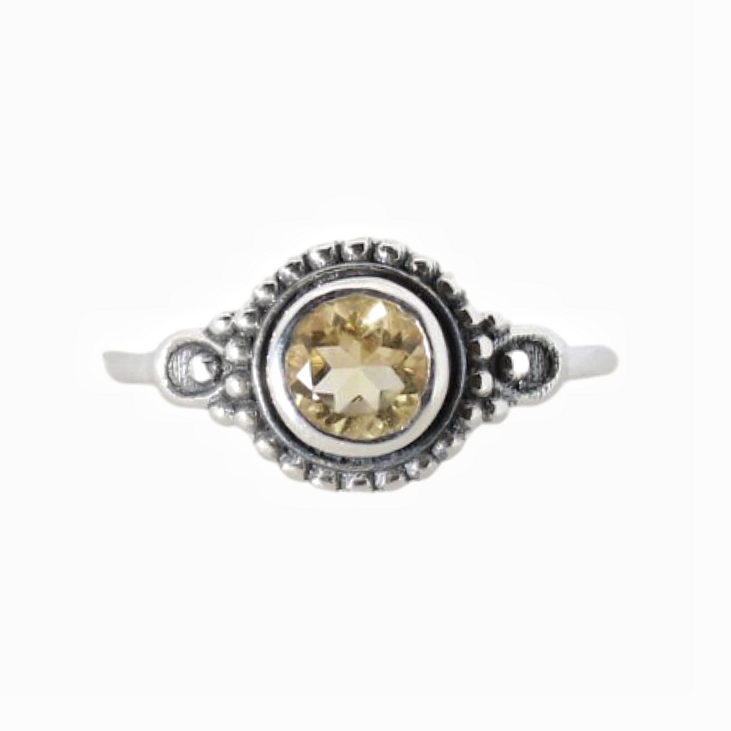 Sterling Silver Beaded Glow Ring Citrine