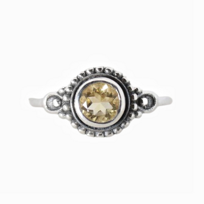 Sterling Silver Beaded Glow Ring Citrine