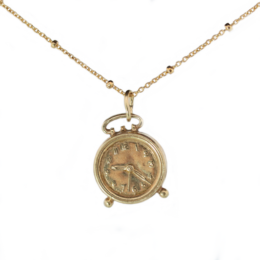 14k Gold Vermeil Clock Necklace - Limited Edition