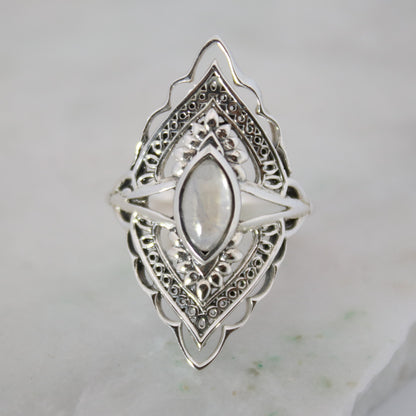 Sterling Silver Radiant Blossom Ring – Moonstone