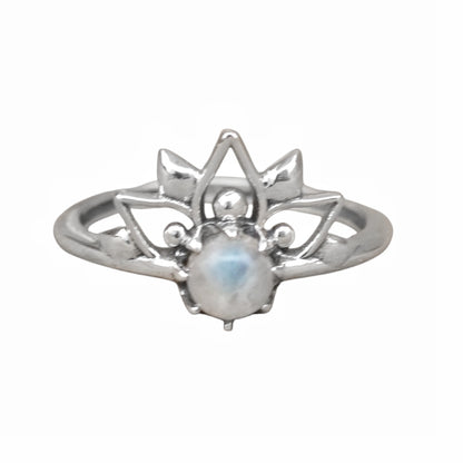 Sterling Silver Sunset Mandala Moonstone Ring