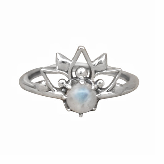Sterling Silver Sunset Mandala Moonstone Ring