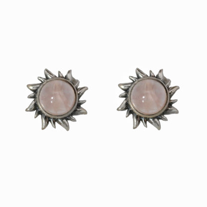 Sterling Silver Fire Of The Sun Studs Rose Quarts
