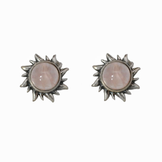 Sterling Silver Fire Of The Sun Studs Rose Quarts