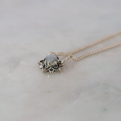 Sterling Silver Mandala Flower Necklace – Moonstone