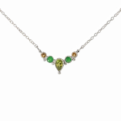 Sterling Silver Multiple Stones Goddess Necklace Light