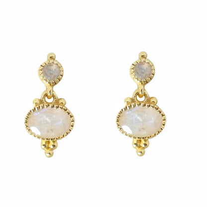 14k Gold Vermeil Moonstone Party Studs