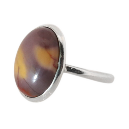 Sterling Silver Oval Mookaite Ring - 17 mm